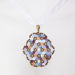 Pendant 45cm - Shea Oval-Violet Organza - Pendant 45cm - Laiton bronze